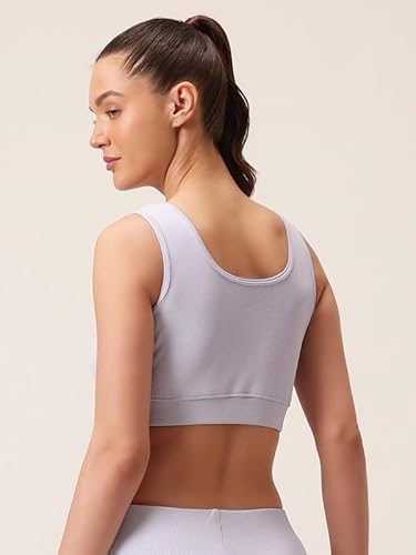 Clovia Women’s Medium-Impact Ribbed Sports Bra – Removable Cups, Supportive & Stylish